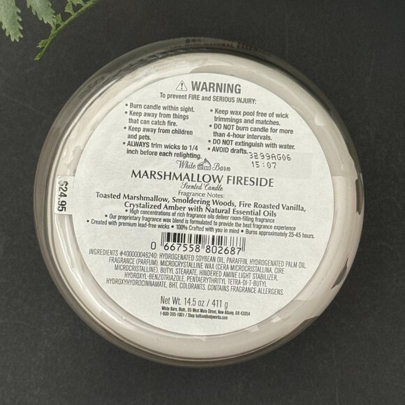 BBW Marshmallow Fireside White Barn Bath & Body Works 3 Wick Candle - Picture 10 of 10